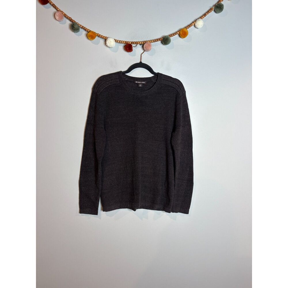 Michael Kors deep brown cotton wool blend waffle sweater